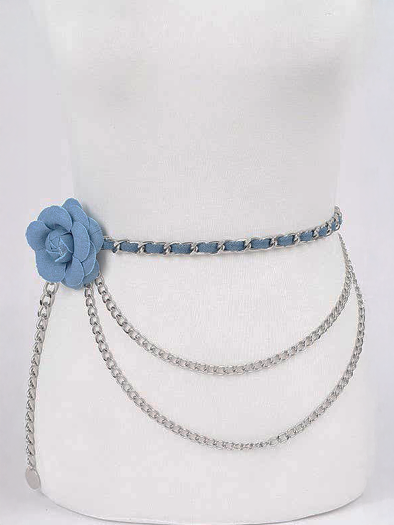 Flower Metal Double Layered Chain Belt BPB8686 – Shop Society Style