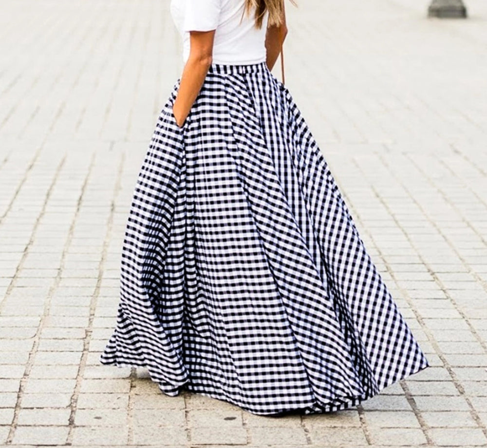 ROW Checked High Waist Skirt